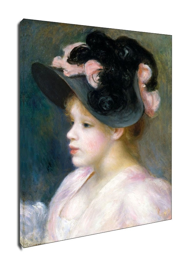 Image of Young Girl in a Pink and Black Hat, Auguste Renoir - obraz na płótnie Wymiar do wyboru: 60x80 cm