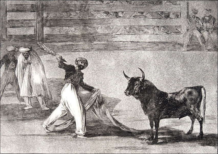 Image of Plate 7 from the Tauromaquia- Origin of the harpoon or banderillas, Francisco Goya - plakat Wymiar do wyboru: 61x91,5 cm