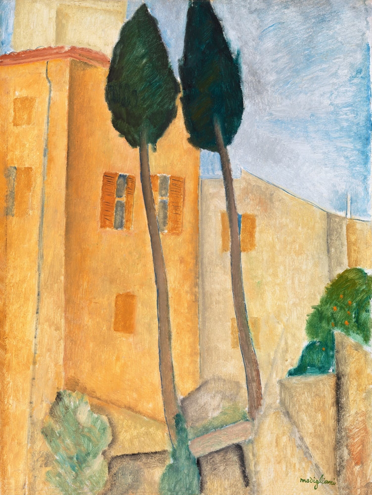 Image of Amedeo Modigliani Cyprès et maisons à Cagnes (1919) - plakat Wymiar do wyboru: 60x80 cm