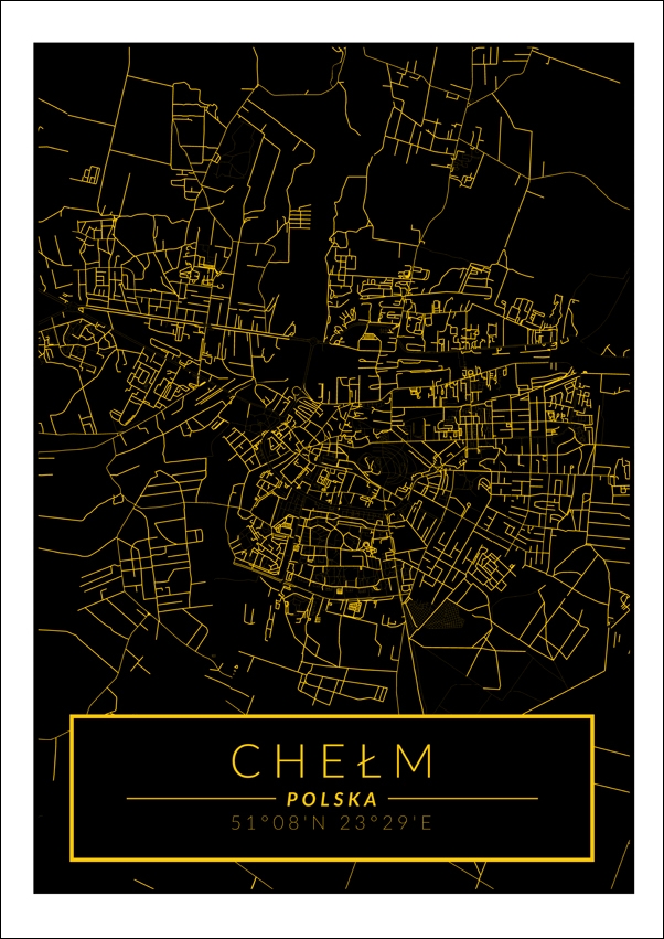 Image of Chełm mapa złota - plakat Wymiar do wyboru: 60x80 cm