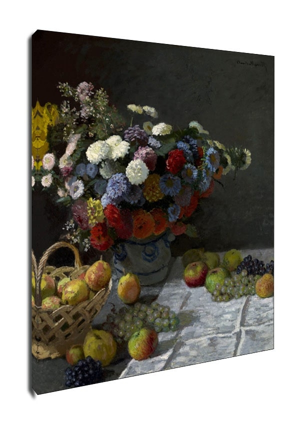 Image of Martwa Natura z Kwiatami i Owocem, Claude Monet - obraz na płótnie Wymiar do wyboru: 20x30 cm