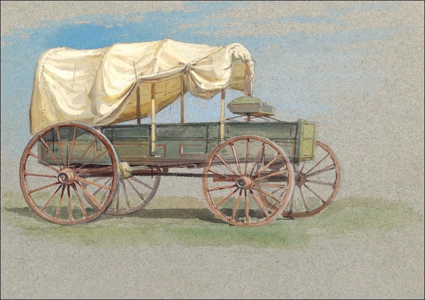 Image of A Covered Wagon, Samuel Colman - plakat Wymiar do wyboru: 84,1x59,4 cm