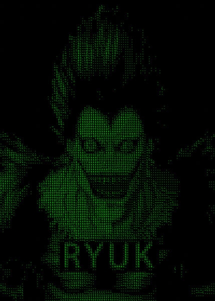 Image of Notatnik śmierci H4CK3D - Ryuk, Death Note - plakat Wymiar do wyboru: 60x80 cm