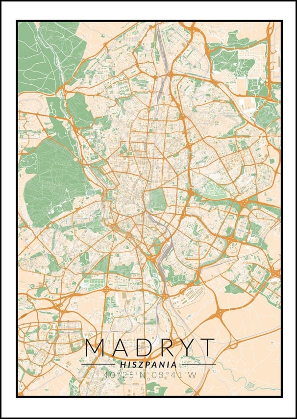 Image of Madryt mapa kolorowa - plakat Wymiar do wyboru: 40x50 cm