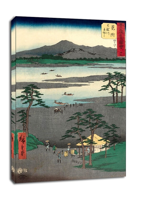 Image of Mitsuke Ferry on the Tenryû River, Hiroshige - obraz na płótnie Wymiar do wyboru: 90x120 cm