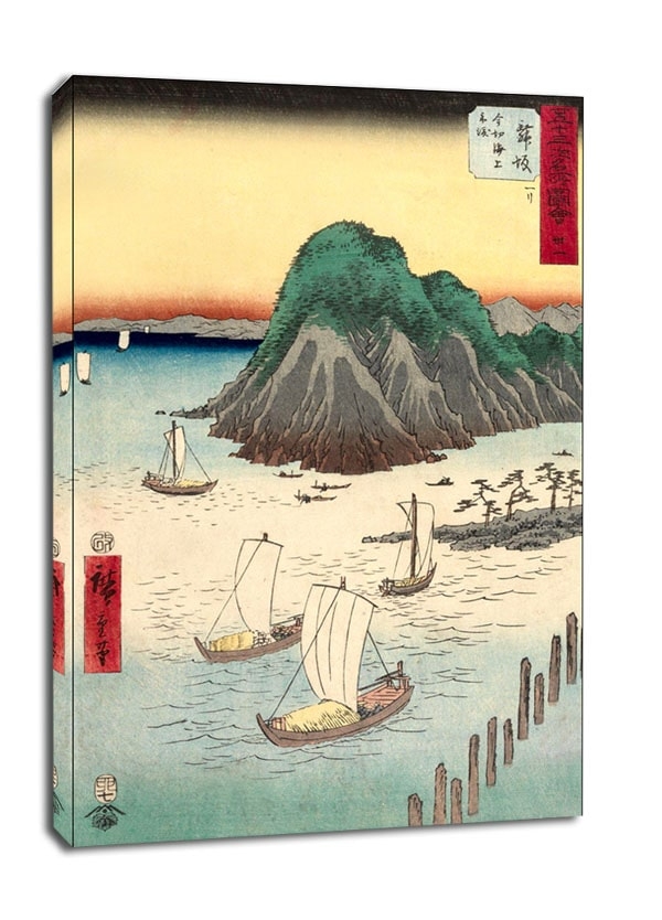 Image of Maisaka Ferryboats on the Sea at Imagiri, Hiroshige - obraz na płótnie Wymiar do wyboru: 70x100 cm