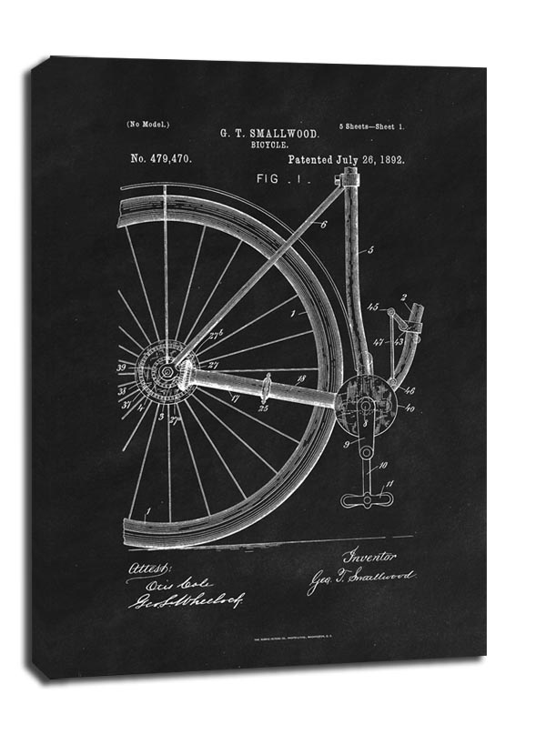 Image of Patent Rower Projekt z 1892, black - obraz na płótnie Wymiar do wyboru: 70x100 cm