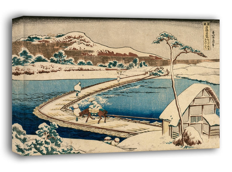 Image of An Ancient Picture of the Boat Bridge at Sano in Kozuke Province, Hokusai - obraz na płótnie Wymiar do wyboru: 80x60 cm