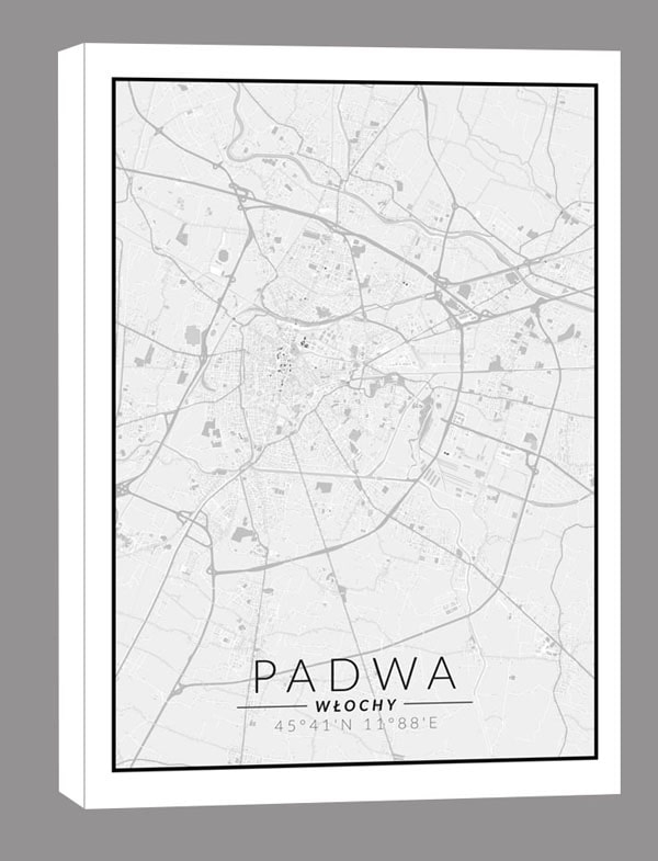 Image of Padwa, Włochy mapa czarno biała - obraz na płótnie Wymiar do wyboru: 20x30 cm