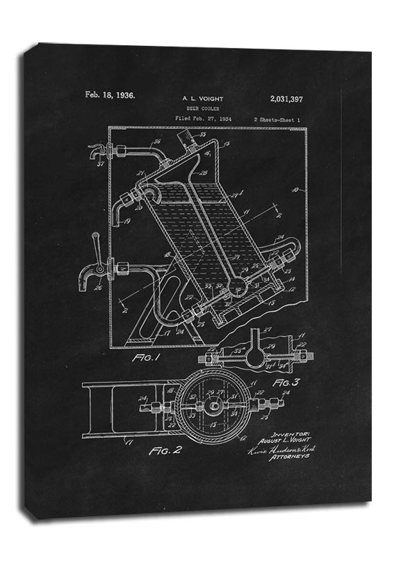 Image of Patent Ochładzacz do Piwa Projekt z 1936, black - obraz na płótnie Wymiar do wyboru: 90x120 cm