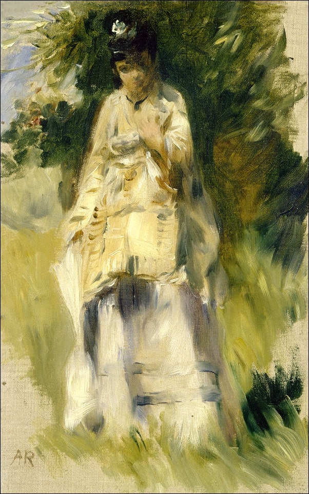 Image of Woman Standing by a Tree, Auguste Renoir - plakat Wymiar do wyboru: 20x30 cm