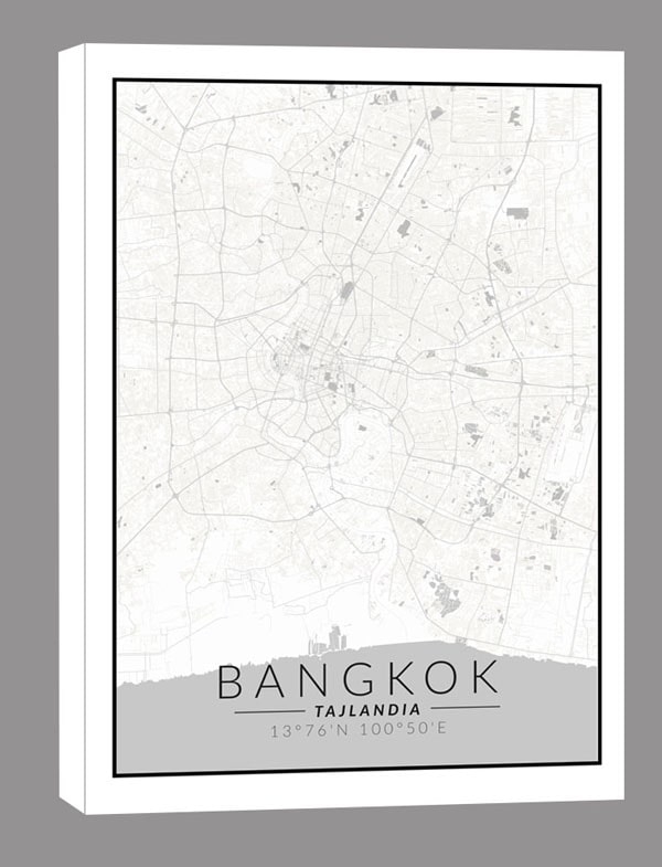 Image of Bangkok mapa czarno biała – obraz na płótnie Wymiar do wyboru: 20x30 cm