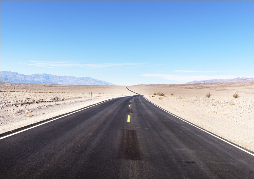 Image of One of many long, straight, black roads in California's Death Valley., Carol Highsmith - plakat Wymiar do wyboru: 70x50 cm