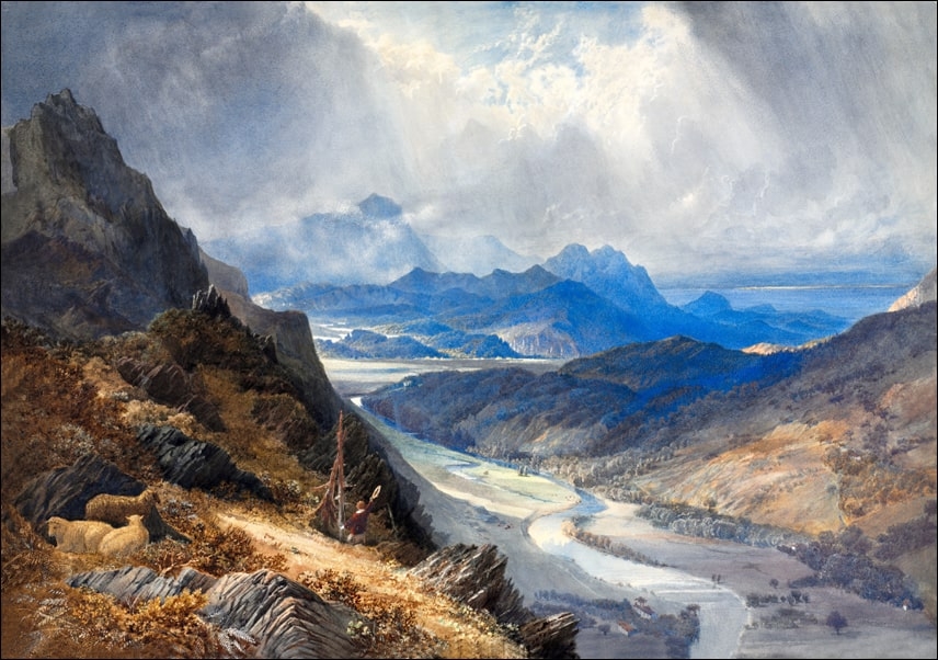 Image of A View from Moel Cynwich Looking Over the Vale of Afon Mawddach and Toward Cader Idris, William Turner - plakat Wymiar do wyboru: 42x29,7 cm