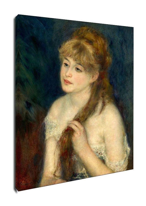 Image of Young Woman Braiding Her Hair, Auguste Renoir - obraz na płótnie Wymiar do wyboru: 30x40 cm