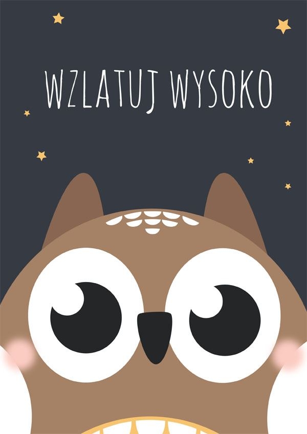 Image of Sowa ciemne tło - plakat Wymiar do wyboru: 21x29,7 cm