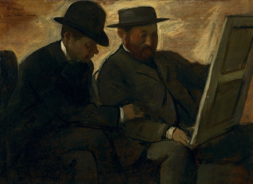 Image of Paul Lafond and Alphonse Cherfils Examining a Painting, Edgar Degas - plakat Wymiar do wyboru: 30x20 cm