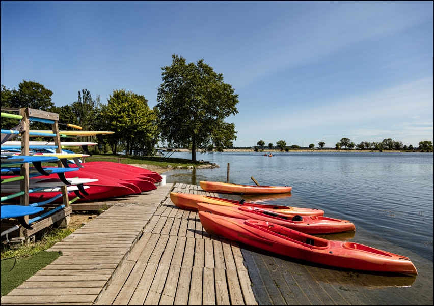 Image of Bright-red canoes at Lake Monona in Madison, Wisconsin's capital city., Carol Highsmith - plakat Wymiar do wyboru: 100x70 cm