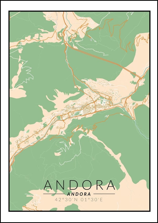 Image of Andora mapa kolorowa - plakat Wymiar do wyboru: 61x91,5 cm