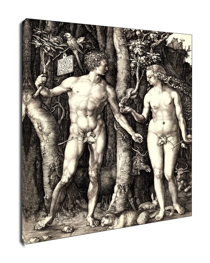 Image of Adam and Eve, Albrecht Durer - obraz na płótnie Wymiar do wyboru: 90x120 cm