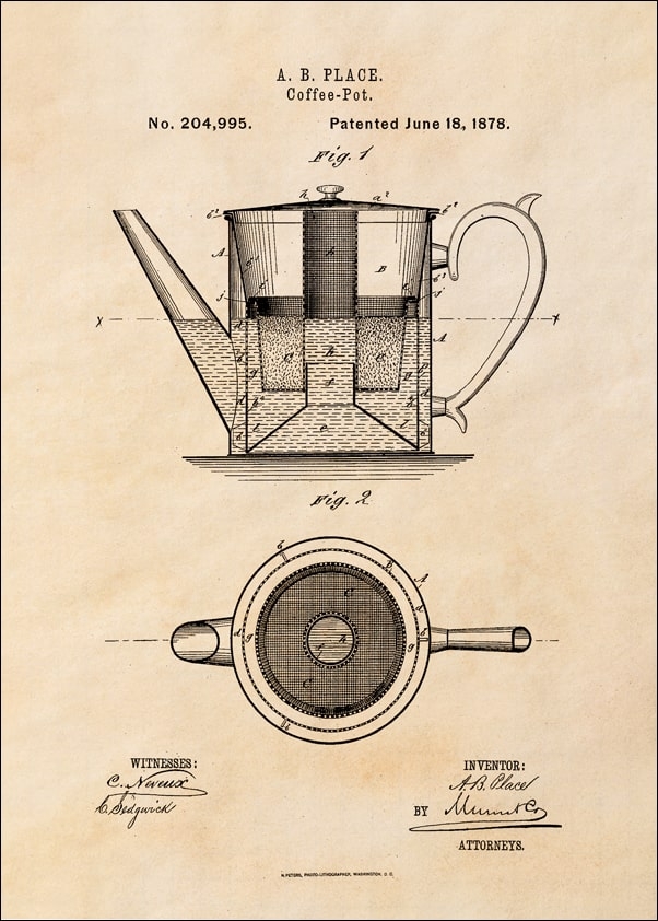 Image of Patent Kawiarka Projekt z1878, sepia - plakat Wymiar do wyboru: 61x91,5 cm