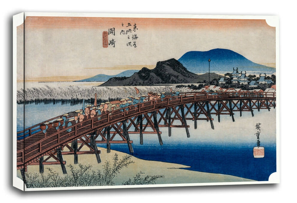 Image of Yahagi Bridge at Okazaki, Hiroshige - obraz na płótnie Wymiar do wyboru: 90x60 cm