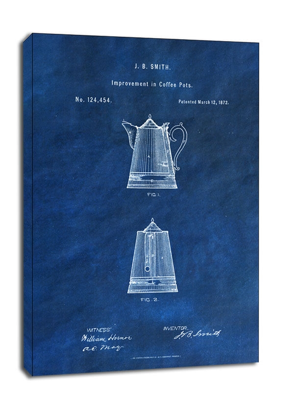 Image of Patent, Dzbanek na Kawę Projekt z 1872 Niebieskie - obraz na płótnie Wymiar do wyboru: 20x30 cm