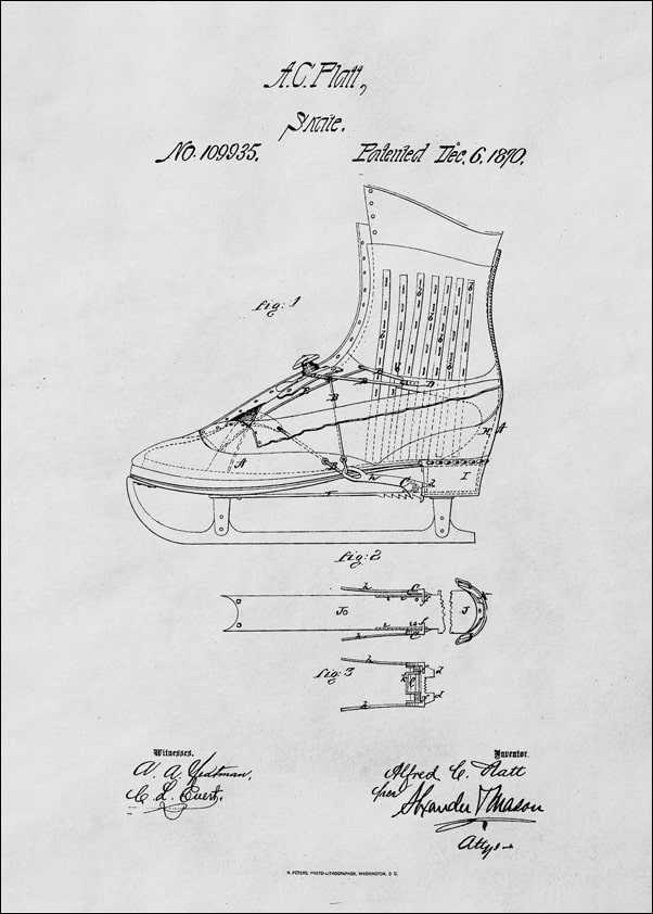 Image of Patent Łyżwy Projekt z 1870 - plakat Wymiar do wyboru: 20x30 cm