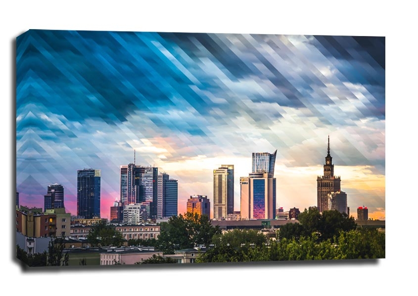 Image of Warszawa Wieżowce Panorama Miasta - obraz na płótnie Wymiar do wyboru: 120x90 cm