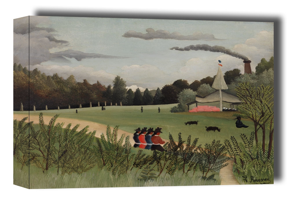 Image of Landscape and Four Young Girls, Henri Rousseau - obraz na płótnie Wymiar do wyboru: 30x20 cm