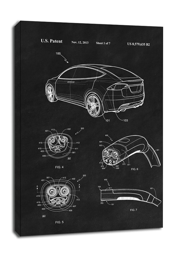 Image of Patent, Pojazd Elektryczny 2013 Czarny - obraz na płótnie Wymiar do wyboru: 40x50 cm