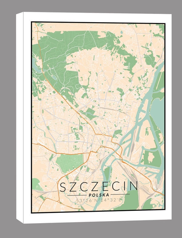 Image of Szczecin mapa kolorowa - obraz na płótnie Wymiar do wyboru: 60x90 cm