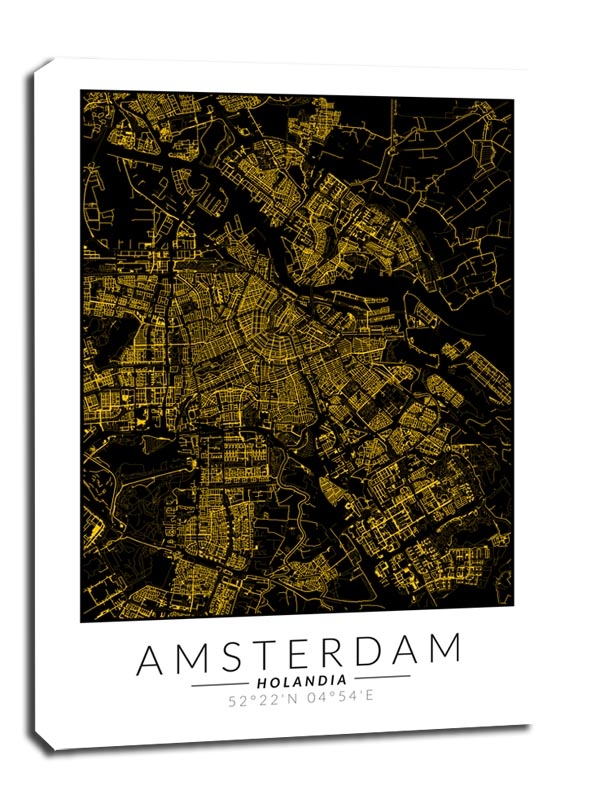 Image of Amsterdam złota mapa - obraz na płótnie Wymiar do wyboru: 70x100 cm