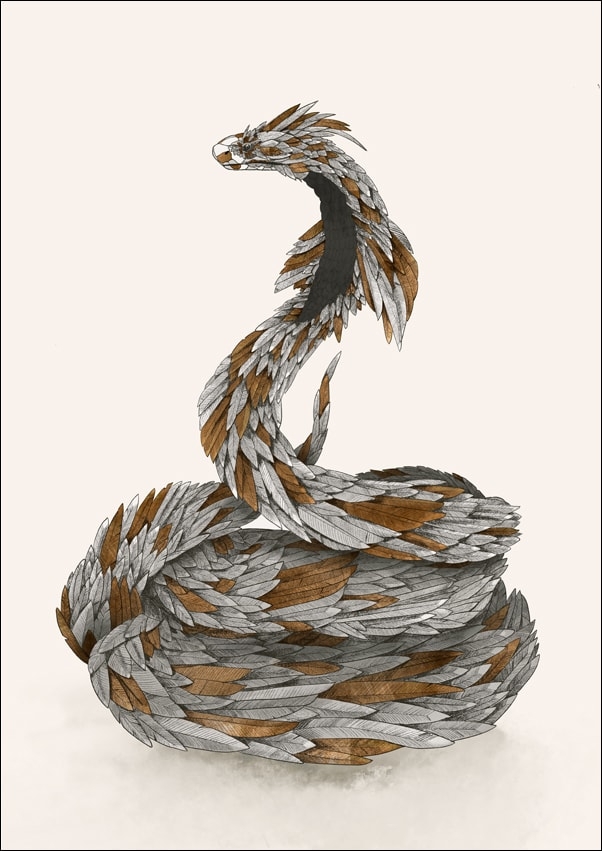 Image of Pierzasty wąż - plakat Wymiar do wyboru: 60x80 cm