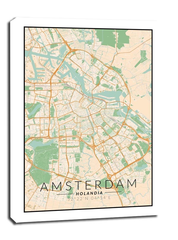 Image of Amsterdam mapa kolorowa - obraz na płótnie Wymiar do wyboru: 61x91,5 cm