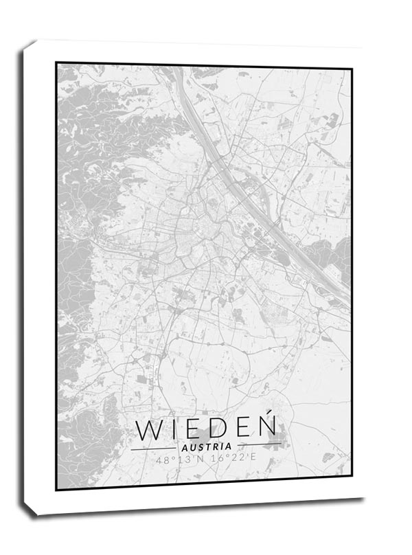 Image of Wiedeń mapa czarno biała - obraz na płótnie Wymiar do wyboru: 40x50 cm