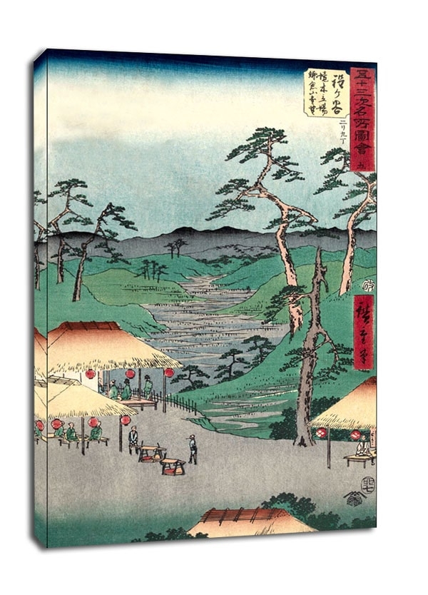 Image of Hodogaya Distant View of Kamakura Mountains from the Boundary Tree Posthouse, Hiroshige - obraz na płótnie Wymiar do wyboru: 90x120 cm