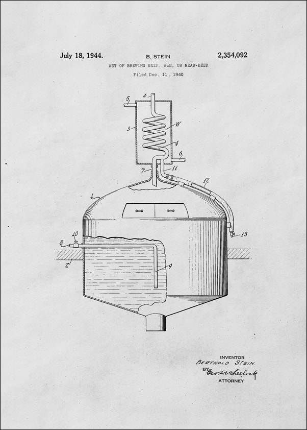 Image of Patent Sztuka Warzenia Piwa Projekt z 1944 - plakat Wymiar do wyboru: 29,7x42 cm