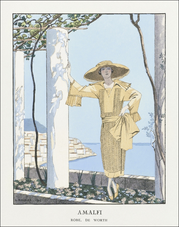 Image of Amalfi. Robe, de Worth from Gazette du Bon Ton No. 7, Pl. 54, George Barbier - plakat Wymiar do wyboru: 59,4x84,1 cm