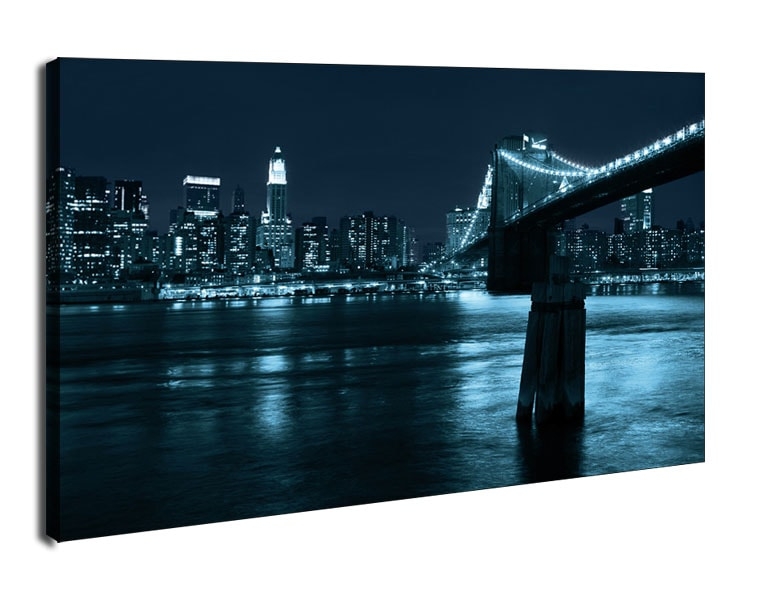 Image of Nowy Jork. Manhattan and Brooklyn Bridge - obraz na płótnie Wymiar do wyboru: 100x70 cm