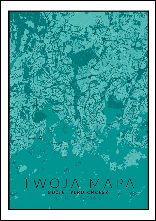 Image of Mapa Twojego miasta blue - plakat Wymiar do wyboru: 40x60 cm