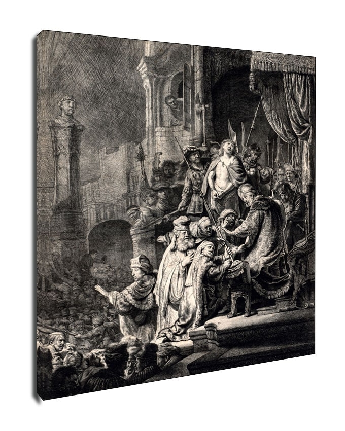 Image of Christ Before Pilate Large Plate, Rembrandt - obraz na płótnie Wymiar do wyboru: 50x70 cm