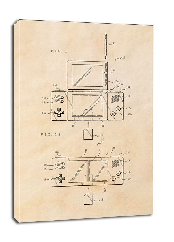 Image of Patent, Konsola Nintendo 2013 sepia - obraz na płótnie Wymiar do wyboru: 90x120 cm