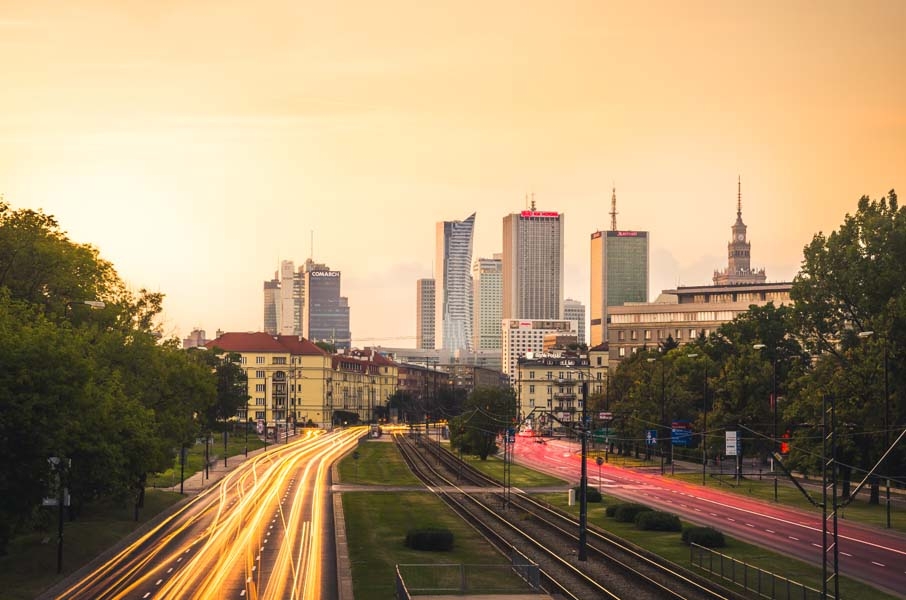 Image of Warszawa Centrum w Słońcu - plakat premium Wymiar do wyboru: 30x20 cm