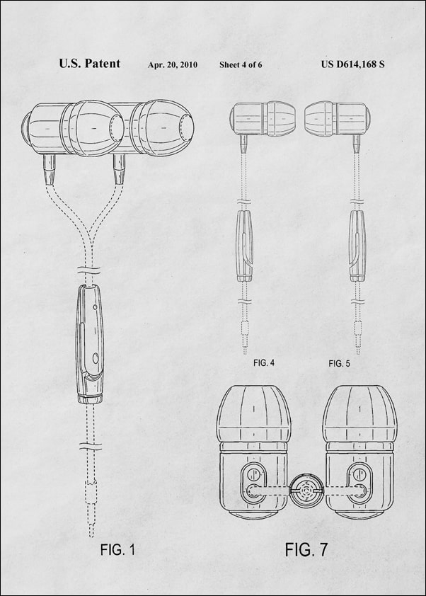 Image of Patent, Sluchawki 2010 Biale - plakat Wymiar do wyboru: 30x40 cm