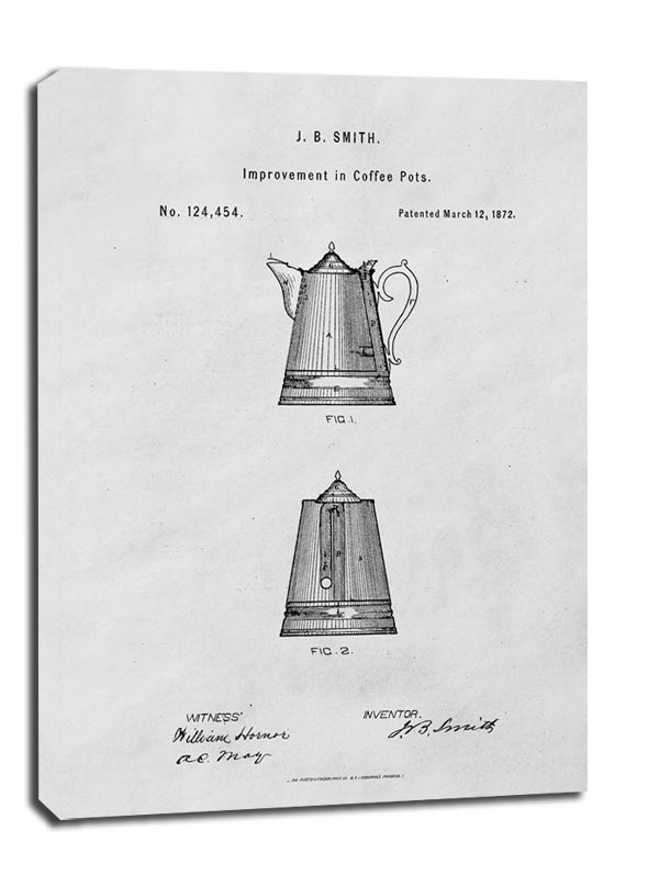 Image of Patent Dzbanek na Kawę Projekt z 1872 - obraz na płótnie Wymiar do wyboru: 70x100 cm