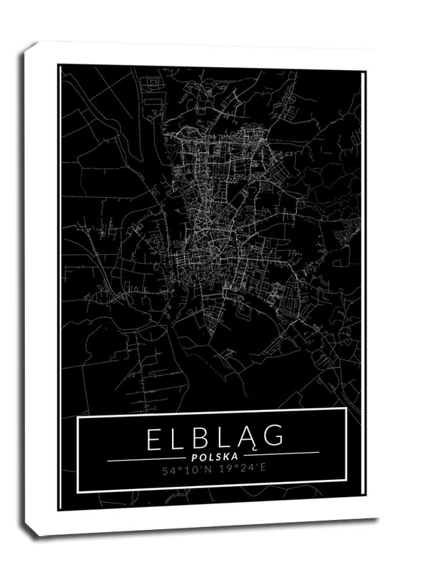Image of Elblag mapa dark - obraz na płótnie Wymiar do wyboru: 40x60 cm