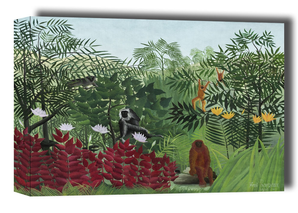 Image of Tropical Forest with Monkeys, Henri Rousseau - obraz na płótnie Wymiar do wyboru: 30x20 cm