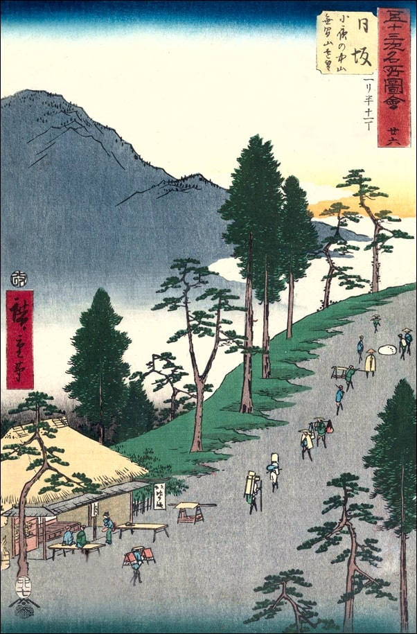 Image of Nissaka Distant View of Mukenzan from Sayo no nakayama, Hiroshige Ando - plakat Wymiar do wyboru: 20x30 cm