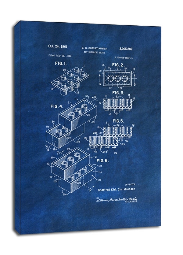 Image of Patent, Lego 1961 Niebieskie - obraz na płótnie Wymiar do wyboru: 40x60 cm